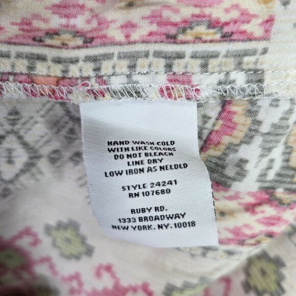 Womens Ruby Rd Multicolor Aztec Print Blouse V Neck Roll Tab Sleeve Rayon 2X - Picture 4 of 8